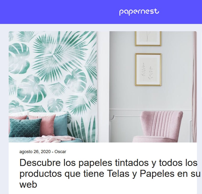 Bienvenido a la tienda de papel pintado y telas para decoración|Papernest y telasypapeles.com