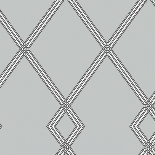 Papel pintado estilo geométrico-trellis rayas en negro sobre fondo gris Ribbon Stripe Trellis CY1511
