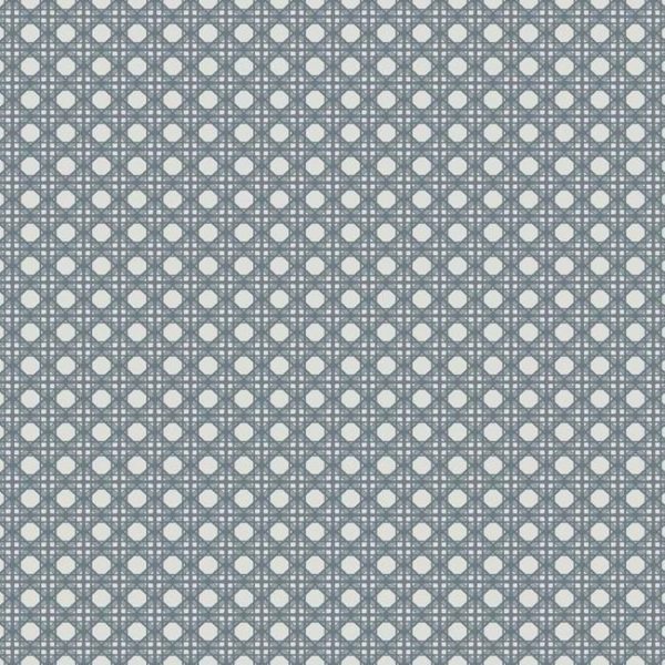 Papel pintado estilo dibujo pequeño color gris azulado Rattan Overlay Lattice CY1524