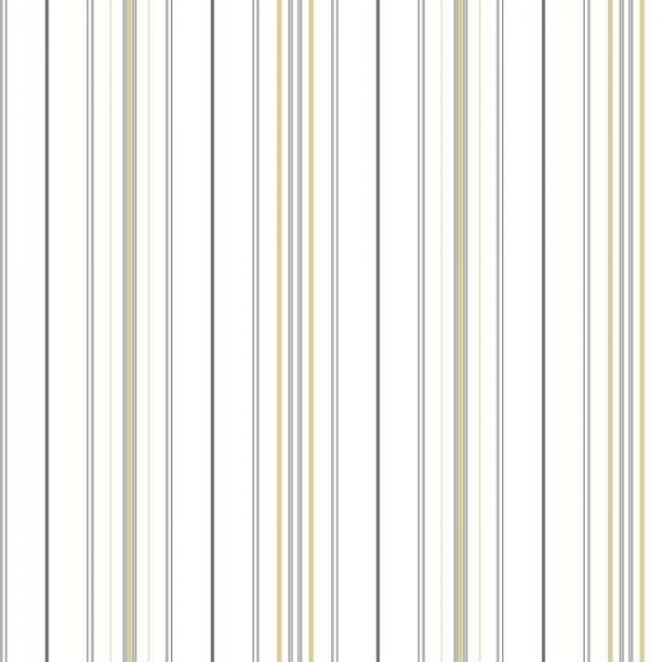 Papel pintado de estilo rayas en color amarillo-azul-blanco Wide Pinstripe SR1622