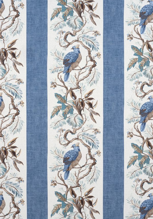 Tela de estilo aves en color azul Williamson F910861