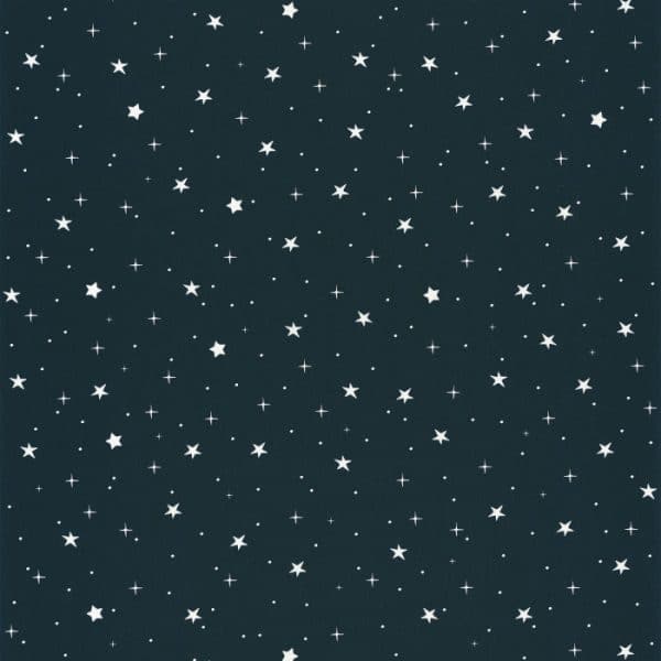 Papel pintado estilo infantil con pequeños dibujos de estrellas sobre un fondo azul oscuro Stars in your eyes 101926918