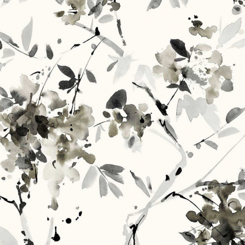Papel pintado estilo floral estampado en tonos de color gris Alouette IV AT50200