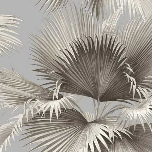 Papel pintado estilo tropical en color gris Summer Palm EC81908