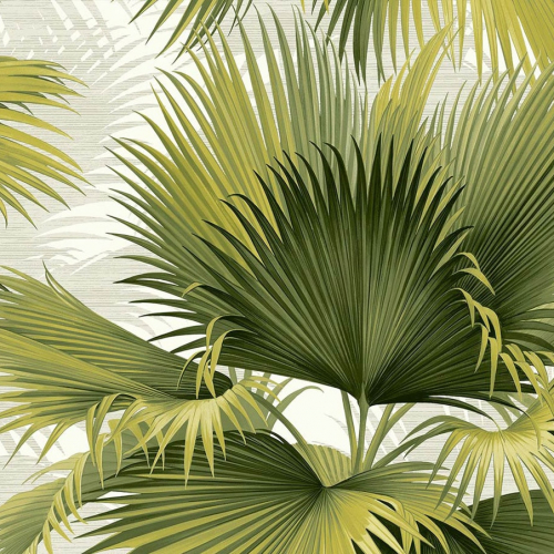 Papel pintado estilo tropical en tonos de color verde Summer Palm PC40114