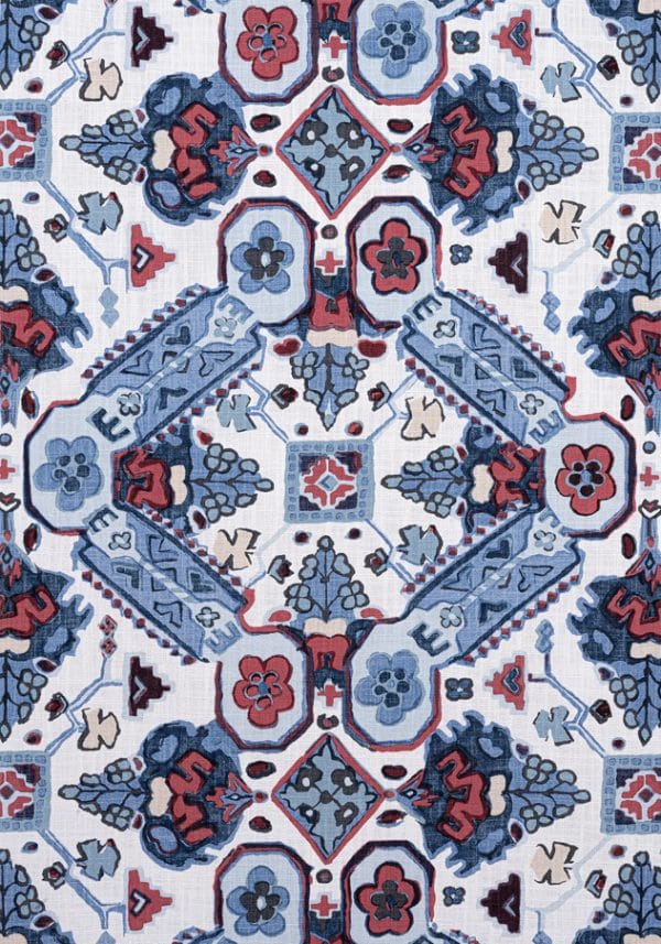 Tela de estilo estampado varios en tonos de color azul Persian Carpet F910824