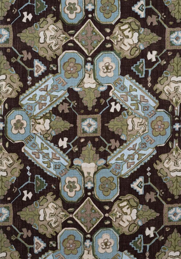 Tela de estilo estampado varios en tonos verde y azul Persian Carpet F910826