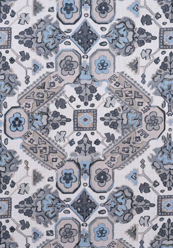 Tela de estilo estampado varios en tonos de color azul Persian Carpet F910828