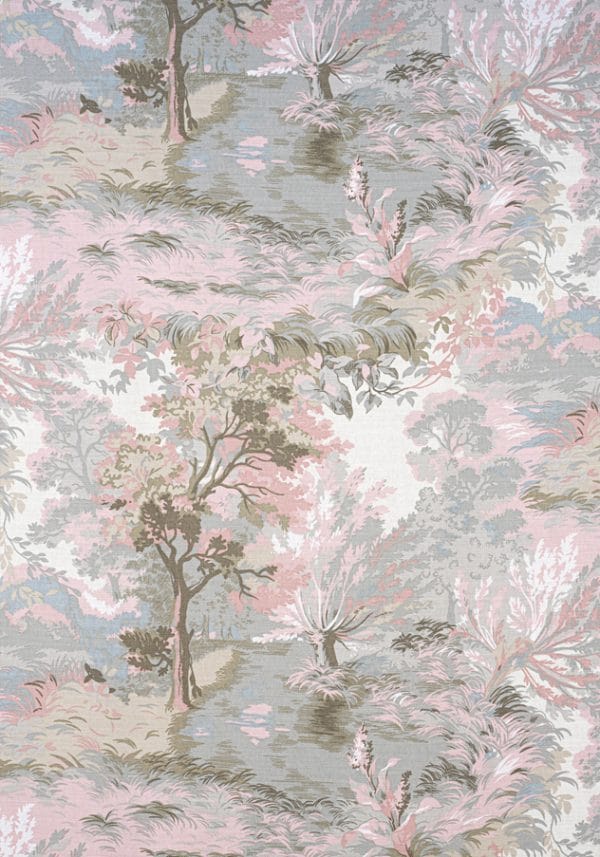 Tela de estilo escenas en tonos de color rosa y marrón Lincoln Toile F910868