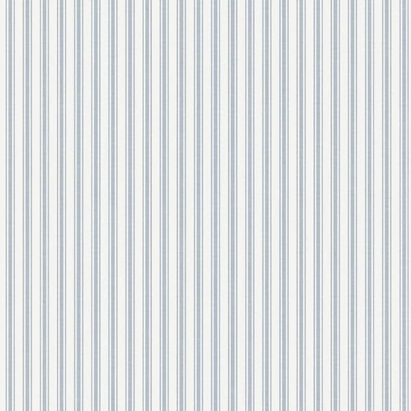 Papel pintado de estilo rayas en color azul sobre fondo blanco Aspö Stripe 8871