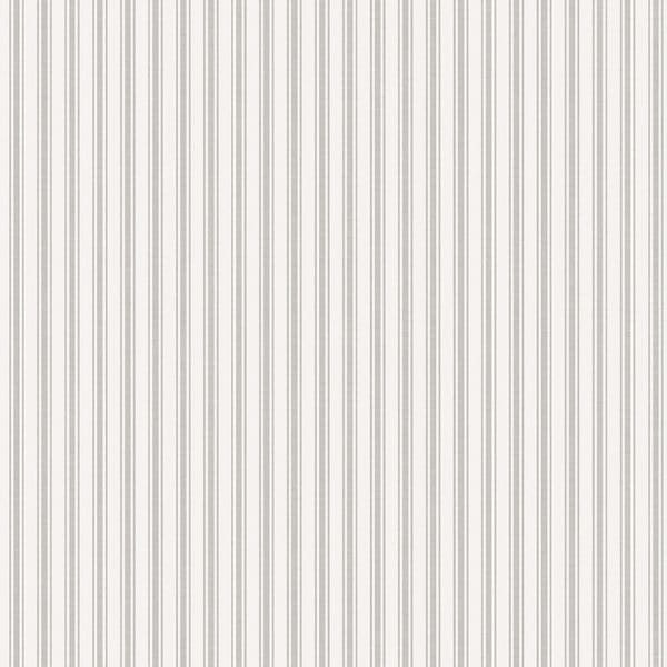 Papel pintado de estilo rayas en color gris sobre fondo blanco Aspö Stripe 8872