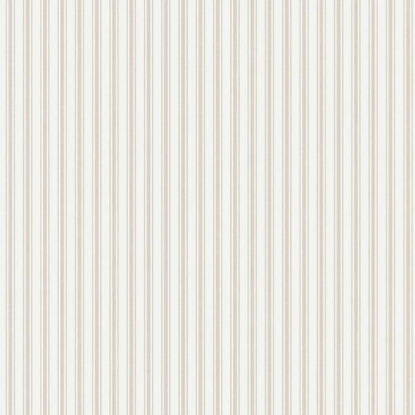 Papel pintado de estilo rayas en color beige sobre fondo blanco Aspö Stripe 8873