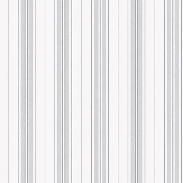 Papel pintado de estilo rayas en color gris sobre fondo blanco Hamnskär Stripe 8876