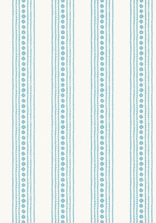 Papel pintado de estilo rayas en color azul turquesa New Haven Stripe T10609