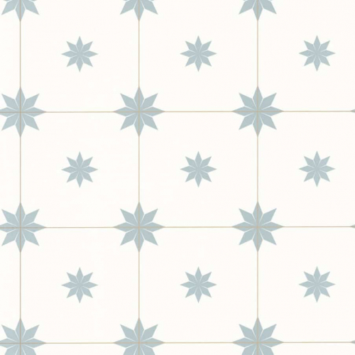 Papel pintado de mosaico de estrellas en color azul claro sobre fondo blanco Trendy Tiles 102716026