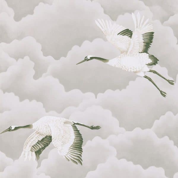 Papel pintado de aves en color gris Cranes in Flight 111230