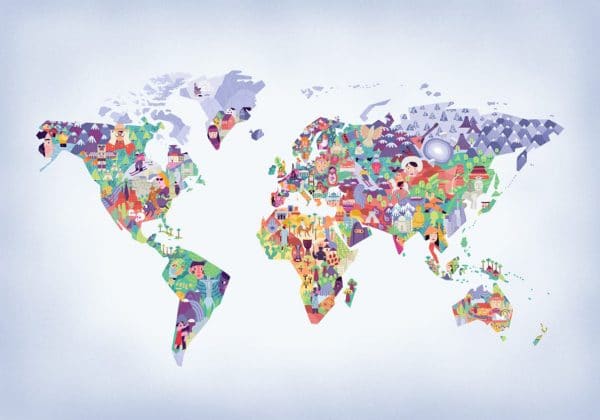 Mural de papel pintado infantil mapa en multicolor Diversity Map 9700060