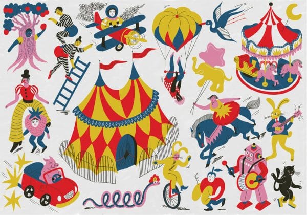 Mural de papel pintado infantil circo multicolor Magic Circus 9700110