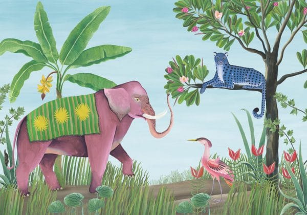 Mural de papel pintado de animales infantil multicolor Jungle Friends 9700151