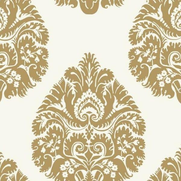 Papel pintado de damasco en color dorado Teardrop Damask KT2141