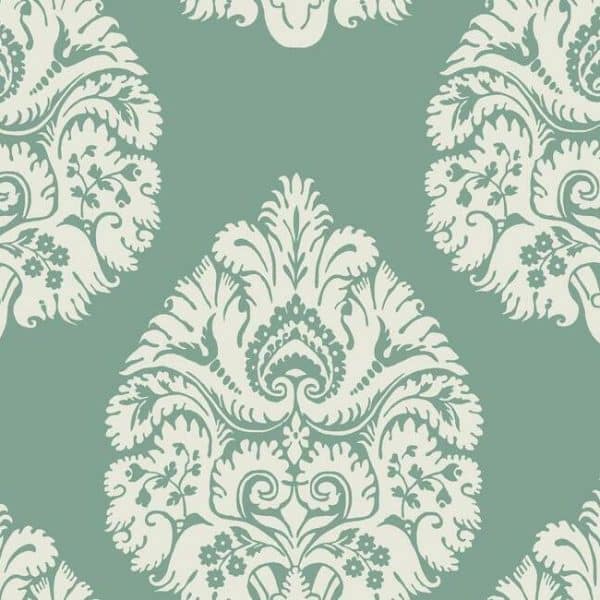 Papel pintado de damasco en color turquesa Teardrop Damask KT2146