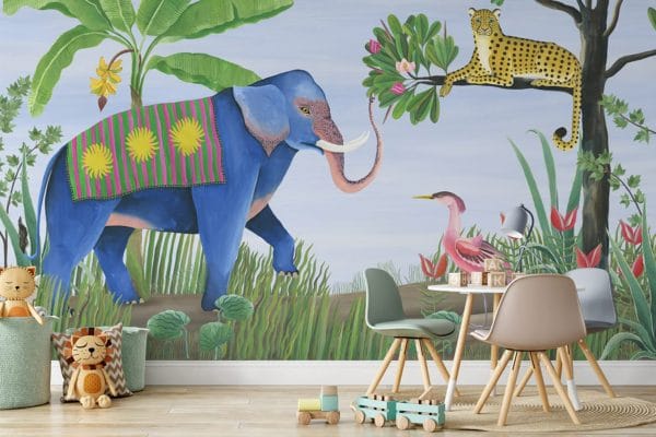 Mural de papel pintado de animales infantil multicolor Jungle Friends 9700150