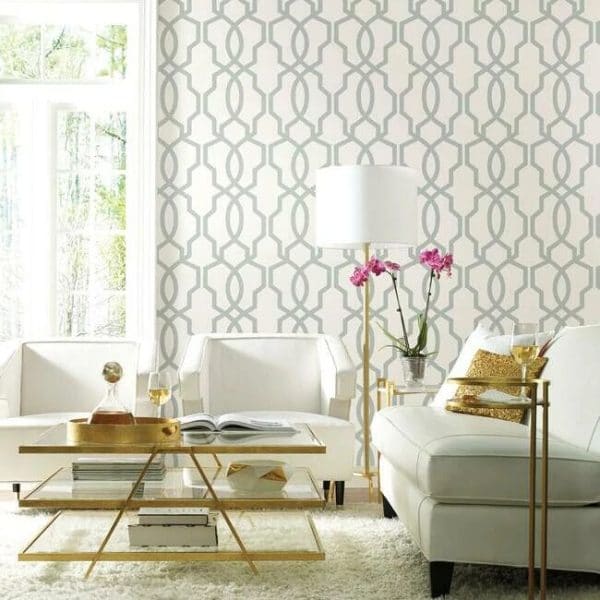 Papel pintado de trellis en color gris Hourglass Trellis GM7517