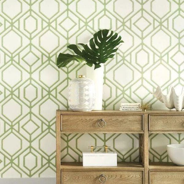 Papel pintado de trellis en color verde Sawgrass Trellis TC2631