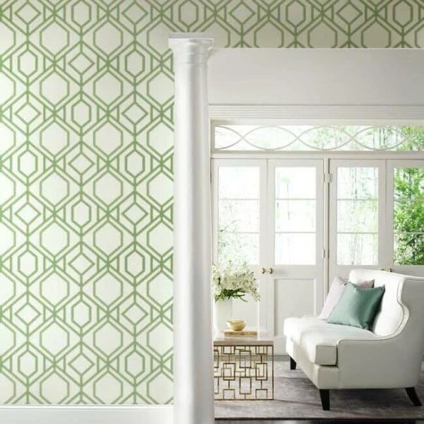 Papel pintado de trellis en color verde Sawgrass Trellis TC2631