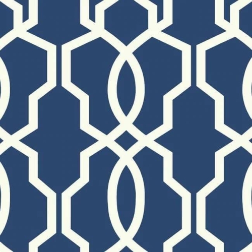 Papel pintado de trellis en color azul Hourglass Trellis GM7522