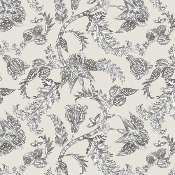 Papel pintado estampado floral en color gris Oriental Sense 35813