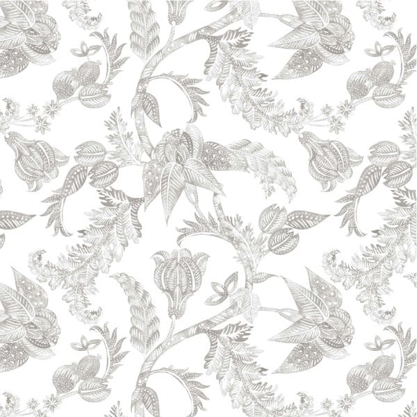 Papel pintado estampado floral en color gris Oriental Sense 35815