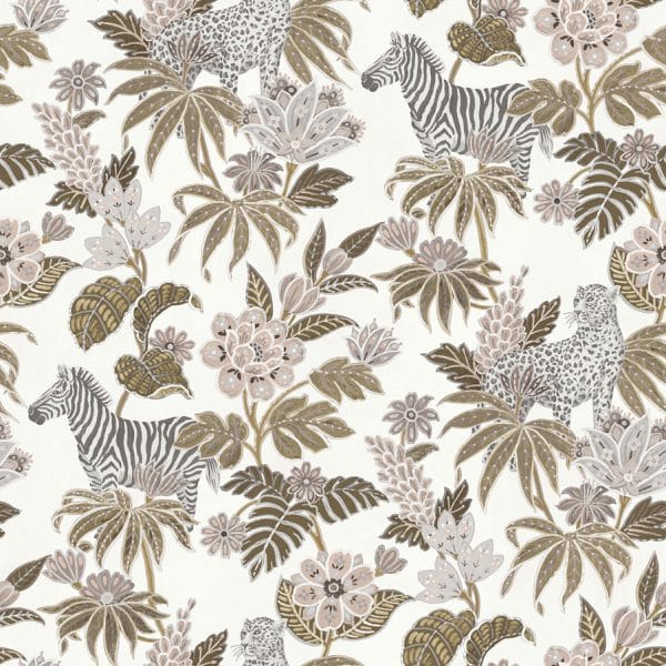 Papel pintado de animales en color beige Flora 18521