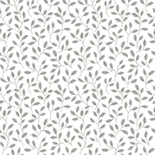 Papel pintado de hojas color gris Flora 18527