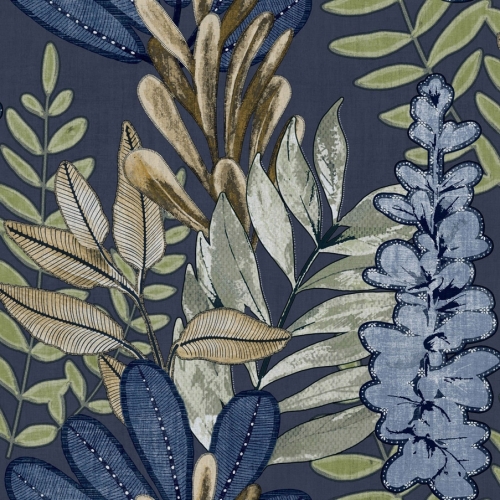 Papel pintado estampado floral color azul Casamood 27011