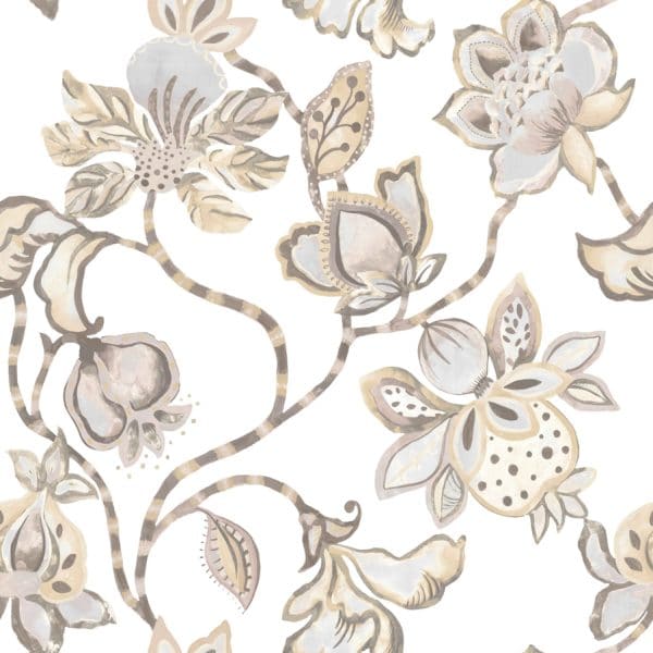 Papel pintado de flores color beige Casamood 27021