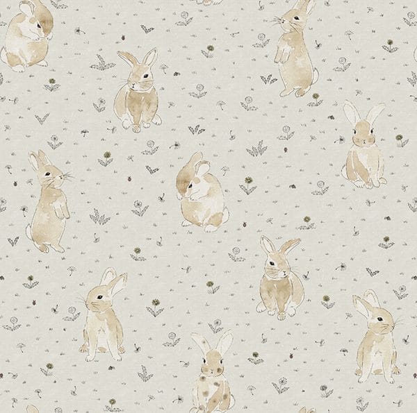 Papel pintado infantil de color verde Bunny Field R18081