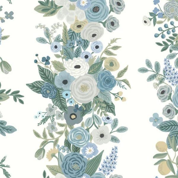 Papel pintado floral estampado azul Garden Party Trellis RP7314