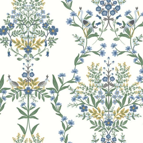 Papel pintado estilo floral color azul Luxembourg RP7330