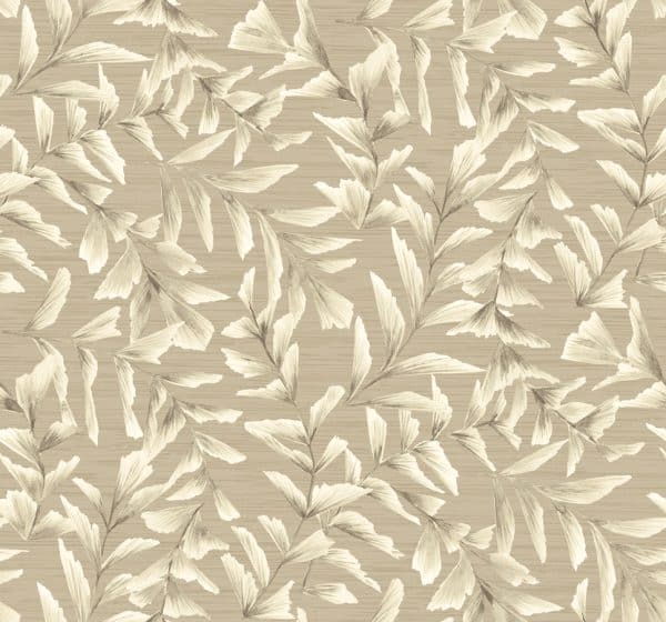 Papel pintado de hojas color beige Grasslands GL21805