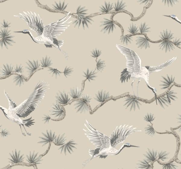 Papel pintado de aves en color beige Grasslands GL21708