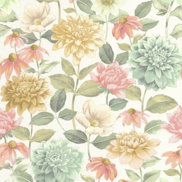 Papel pintado estampado floral en multicolor Dahlia 87660528