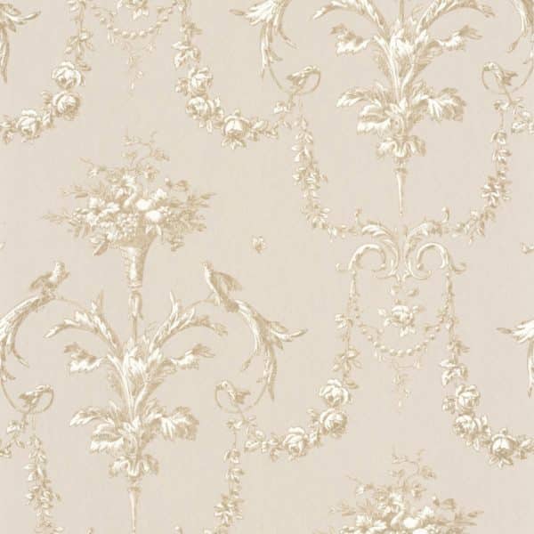 Papel pintado de toile de jouy en color beige Corne D’abondance 87921104