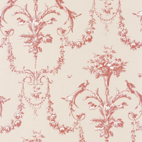 Papel pintado de toile de jouy en color rojo Corne D’abondance 87928213