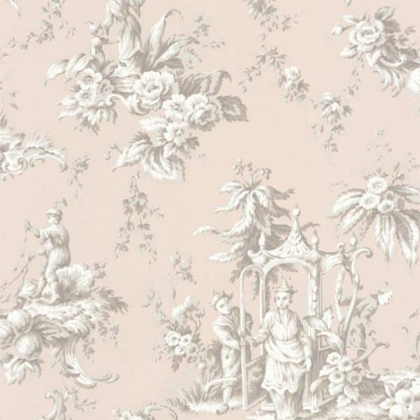 Papel pintado de toile de jouy en color rosa Palais de Chine 87934305