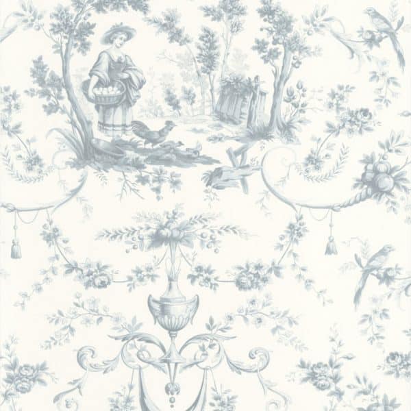 Papel pintado de toile de jouy en color azul L’orangerie 87976322