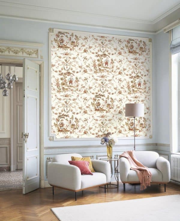 Papel pintado de toile de jouy en color azul L’orangerie 87976322