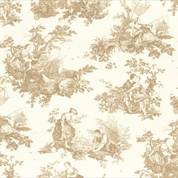 Tela toile de jouy en color marrón Scene D’eté 88031318