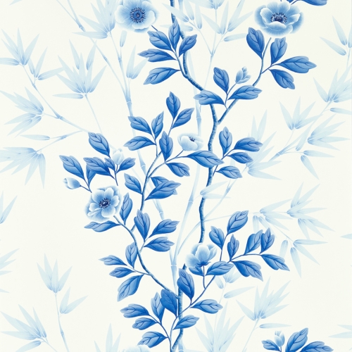 Papel pintado estampado floral en color azul Lady Alford HDHW112898