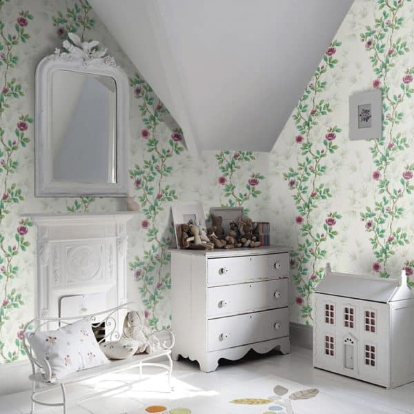 Papel pintado estampado floral en color verde Lady Alford HDHW112899